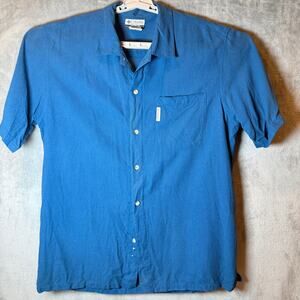 Columbia Fishing Shirt Blue Button Up Swordfish Graphic XXL Men